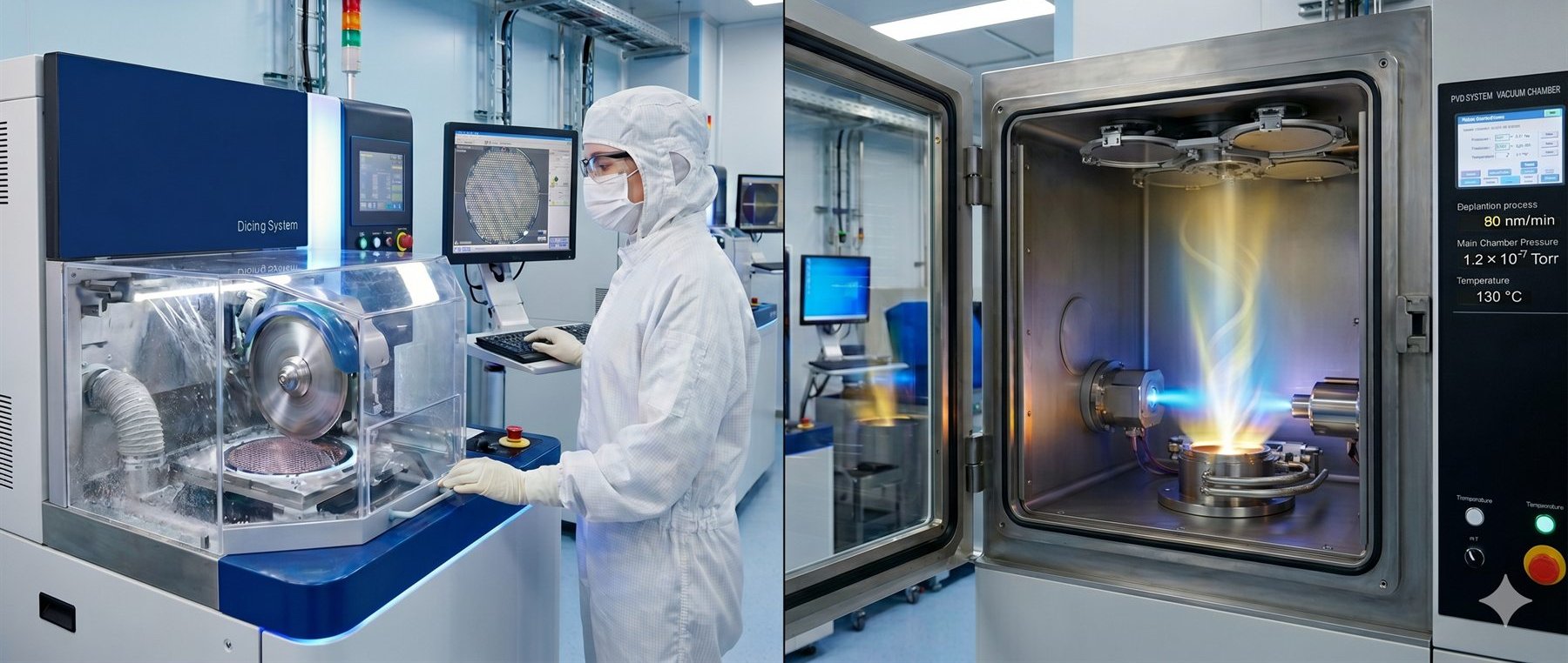 Dicing and E-beam coating process